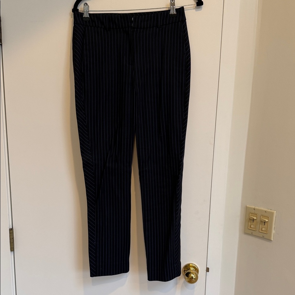 Black with Blue Pinstripe Ankle Pants
